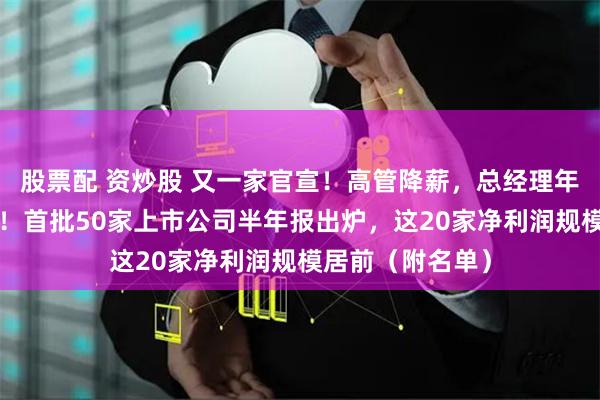 股票配 资炒股 又一家官宣！高管降薪，总经理年薪打“六五折”！首批50家上市公司半年报出炉，这20家净利润规模居前（附名单）